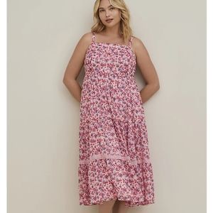 Torrid Dress Maxi‎ Chiffon and Lurex Tiered Size 4